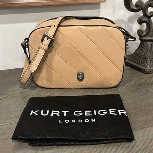 NWOT - Kurt Geiger London Kensington Diagonal Quilted Leather Crossbody - Camel